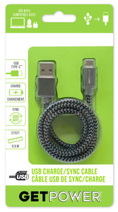 白羊座3英尺。电荷/同步编织USB连接线- USB-C™